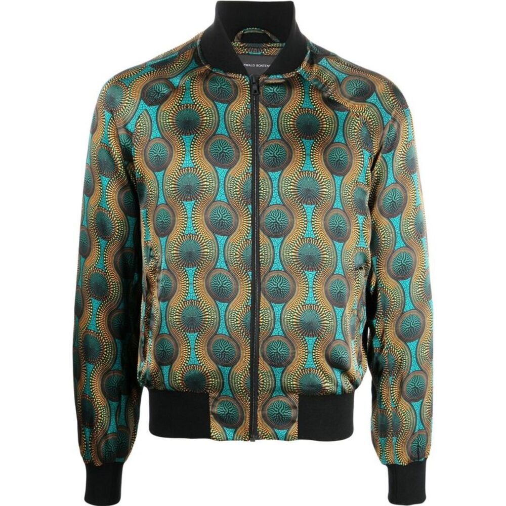 Ozwald Boateng Men's Printed Silk Bomber Jacket